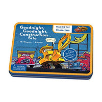 Mudpuppy Goodnight, Goodnight Construction Site Magnetic Character Set- Ages 3+ - Magnetic Play Set with 4 Scenes, 25+ Magnets - Great for Travel, Quiet Time - Magnets Adhere to Tin Package