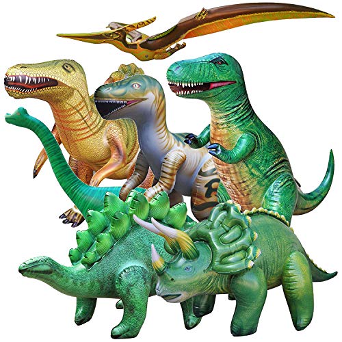 Jet Creations Dinosaur Collection Trex Brachiosaurus Triceratops Raptor and other Dinosaurs 7 piece, Size 37+ inch, JC-DINO7, multi
