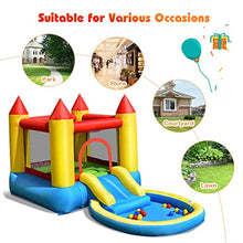 Load image into Gallery viewer, Costzon Inflatable Water Bounce House with Air Blower, Kids Jumping Castle Waterslide for Wet Dry Combo with Splash Pool, Cute Slide, Ocean Balls, Kids Water Slides for Outdoor (with 580W Air Blower)
