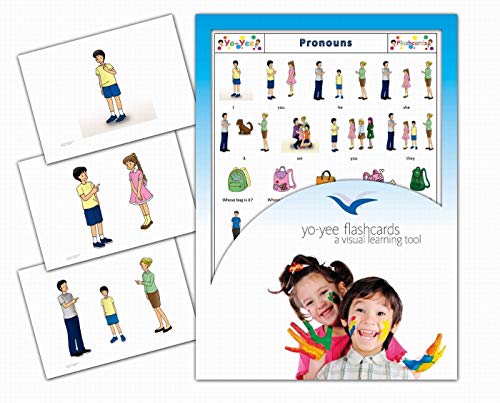 Yo-Yee Flash Cards - Pronouns Picture Cards for Language Acquisition for Toddlers, Kids, Children and Adults - Including Teaching Activities and More