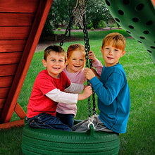 Load image into Gallery viewer, Gorilla Playsets 04-0015-G/G 360 Turbo Tire Swing with Plastic Coated Chains, Spring Clips, and Swivel - Green
