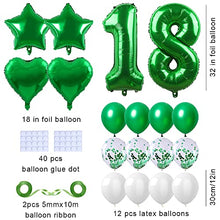 Load image into Gallery viewer, Yijunmca Green 18 Number Balloons Kit Jumbo Number 18 32&quot; Helium Hanging Balloon Foil Mylar Confetti Latex Balloon for Boys Girls 18th Birthday Party Supplies 18 Anniversary Events Decoration
