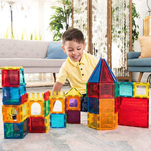 Load image into Gallery viewer, My Little Architect, Magnetic Tiles for Kids, 60-Piece 3D Magnet Block Building Set Educational Construction Toy, Best Gift for Boys and Girls 3-Years Old and up, Bonus Stylish Carrying Bag.
