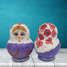 Load image into Gallery viewer, KOqwez33 Russian Wood Stacking Nesting Dolls Set,1 Set Multifunctional Matrioska Toy Handmade Purple Butterfly Animation Girl Face Matrioska Doll for Entertainment - 1 Set
