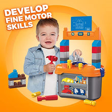 Load image into Gallery viewer, Mega Bloks Lil Building Workbench Preschool Building Set with Hammer
