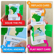 Load image into Gallery viewer, 100 PICS Countries of The World Travel Game - Learn 100 Countries | Flash Cards with Slide Reveal Case | Geography Card Game, Gift, Stocking Stuffer | for Kids and Adults | Ages 5+
