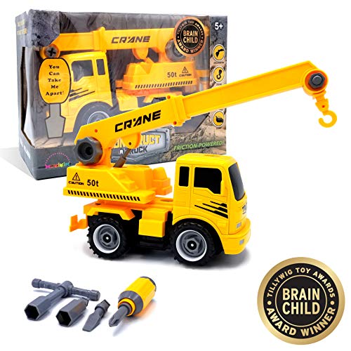 MukikiM Construct A Truck - Crane. Take it apart & put it back together + Friction powered(2-toys-in-1!) Awesome award winning toy that encourages creativity! ...