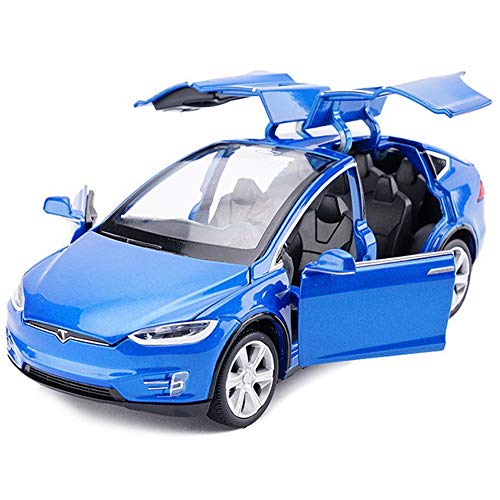 Toy Car Model x, Pull Back Car Toys Alloy Vehicles with Lights and Sound 1:32 Scale Model Car (Blue)