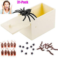 Laugwey Prank Props for Kids and Adults,Funny Prank Toys Lifelike Fake Cockroach/Simulation Fly/Rubber Millipedes/Spider Box Toy,Joke Prank Maker Fun Novelty Simulation Toys Gifts -31 Pack