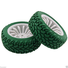 Load image into Gallery viewer, Toyoutdoorparts RC 712-8019 Green Tires &amp; Wheel Rims Offset:6mm for HSP 1:10 On-Road Rally Car
