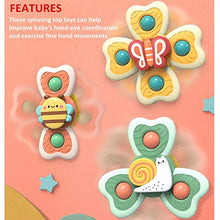 Load image into Gallery viewer, Suction Toys for Baby, Suction Cup Spinner Toy, 3 Pieces Baby Bath Toys Cartoon Animal Spinning Top Girls Boys Toys with Rustling Sound and Rotating Wind Leaves

