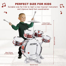 Load image into Gallery viewer, TWFRIC Toddler Drum Set 21 Inches Kids Drum Set with Foot Pedal, Stool Toy Jazz Drum Kit Educational Percussion Musical Instruments Gift for Boys Girls
