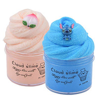 2 Pack Cloud Slime Kit with Blue Stitch and Peach Charms, Scented DIY Slime Supplies for Girls and Boys, Stress Relief Toy for Kids Education, Party Favor, Gift and Birthday