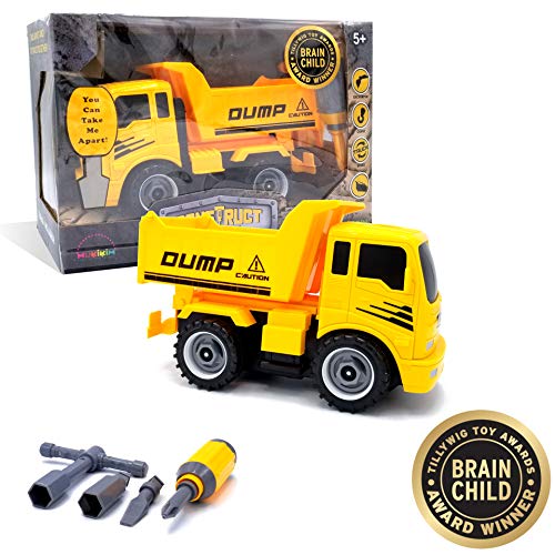 MukikiM Construct A Truck - Dump. Take it apart & put it back together + Friction powered(2-toys-in-1!) Awesome award winning toy that encourages creativity! ...