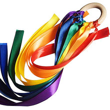 Load image into Gallery viewer, FUNZZY Rainbow Ribbon Playing Toy Funny Wood Circle Game Rattle Toy Party Gifts for Kids (10cm Dia)
