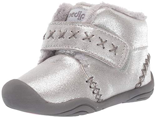 pediped baby girls Rose First Walker Shoe, Silver, 7 Toddler US