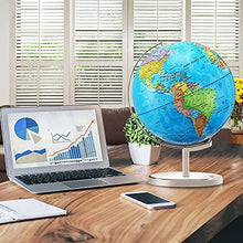 Load image into Gallery viewer, FASSTUREF Educational Kids World Globe 3 in 1 Children Desktop Spinning Earth Political &amp; Constellation Maps, LED Night Light Lamp with Stand
