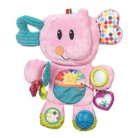 Playskool Fold 'n Go Elephant Stuffed Animal Tummy Time Toy for Babies 3 Months and Up, Pink (Amazon Exclusive)