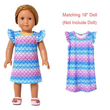 Load image into Gallery viewer, Blue Mermaid Nightgowns for Girls&amp;Dolls 18 inch Pajamas Kids Sleepwear,Size 4t 5t
