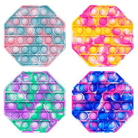 ONEST 4 Pieces Silicone Push Pops Bubbles Fidget Sensory Toy Colorful Pops Fidget Toy Autism Special Needs Stress Reliever Toy (Octagon)