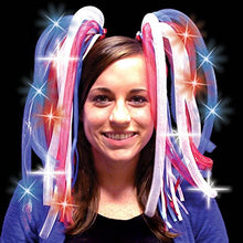 Load image into Gallery viewer, Flashing Panda LED Lgith-UP Flashing Tentacle Noodle Boppers/Dreads Headband, Red White &amp; Blue USA Patriotic, 1 Headband
