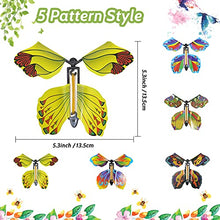 Load image into Gallery viewer, 15 Pieces Magic Fairy Flying Butterfly Rubber Band Powered Butterfly Wind up Butterfly Toy Flyers Butterflies for Wedding Birthday Surprise Gift or Party Playing , 5 Styles (Classic Style)
