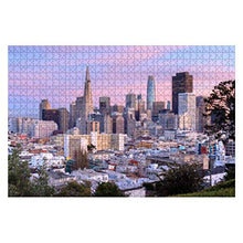 Load image into Gallery viewer, Wooden Puzzle 1000 Pieces san Francisco Skyline in Pink and Blue Skies Skylines and Pictures Jigsaw Puzzles for Children or Adults Educational Toys Decompression Game
