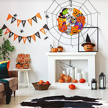 Load image into Gallery viewer, Winlyn 12 Sets Halloween Wreath Decorations Foam Halloween Wreath Signs Craft Kits Pumpkins Jack-O`-Lantern Owl Ghost Witch Bats Monster Stickers for Kids Art Gift Favors Trick-Or-Treaters Front Door
