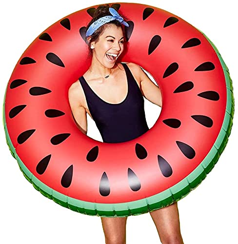 Inflatable Pool Float Watermelon Swimming Ring Adults Kids Swim Party Toy Swim Tube Ring Beach Swimming Pool Toys Pool Floats Toys Swim Raft Party Decor Summer Pool Toy for Fun Swim Ring Pool Float