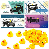 32 Pieces You've Been Ducked Card and 32 Pieces Mini Rubber Duck with 48 Mixed Color Rubber Band Float Bath Toys Printed Car Duck Tags for Ducking Duckie Toys for Bath Supplies (Popular Style)