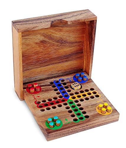 Logica Puzzles Art. Ludo - Pachisi - Board Game in Fine Wood - Strategy  Game Multiplayer - Travel Version - Orient Express Collection