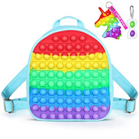 Valentine's Day Gift for Girl,Pop On It Backpack Fidget Toy for Girl Gifts, Shoulder Bag Purse Pop Push Bubble Sensory Fidget Toy Crossbody Bag, Popit School Supplies for Autism Kids, Large Rainbow Bl
