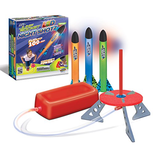 Geospace Jump Rocket LED Night Shotz - Jump Pump, Launcher & Light-Up Flying Foam Rockets