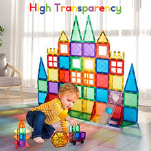 Load image into Gallery viewer, MagHub Magnetic Tiles for Kids, 85 PCS 3D Magnetic Blocks STEM Magnetic Building Blocks, Learning Educational Magnet Toys for Boys Girls Construction Kit Magnetic Toys for 3+ Years Old Kids Toddlers
