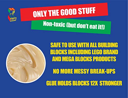 Le Glue Temporary Glue, 2 Pack – Non-Permanent Adhesive for Plastic Building Blocks, No More Messy Break-Ups – Safe, Non-Toxic Formula – As Seen on