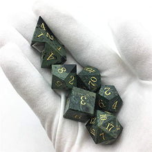 Load image into Gallery viewer, Amatolo Handmade Natural Gemstone Dice Set, Collection Jade Dices for Dungeons &amp; Dragons (D23 Bird Rock Stone)
