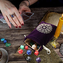 Load image into Gallery viewer, 5 Pieces Spiritual Mandala Tarot Dice Bag Velvet Tarot Rune Bag Satin Drawstring Pouch for Tarot Oracle Cards, Sport Card Party Favor Storage Bag Runes Jewelry Pouch Travel Gift Bag, 5 Colors
