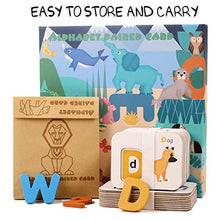 Load image into Gallery viewer, Kid Alphabet Number Animal Matching Flash Cards Set with ABC Wooden Block Preschool Learning Game Montessori Animal Learning Toys Wooden Matching Puzzle See and Spell Flash Card for Toddler 46 pcs
