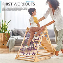 Load image into Gallery viewer, WEDANTA Triangle Climber with Ramp - Premium Wooden Climbing Triangle for Sliding and Climbing - 2 in 1 Indoor Triangle Ramps - Climbing Toys for Toddlers - Kids Climber  Pyramid Nature

