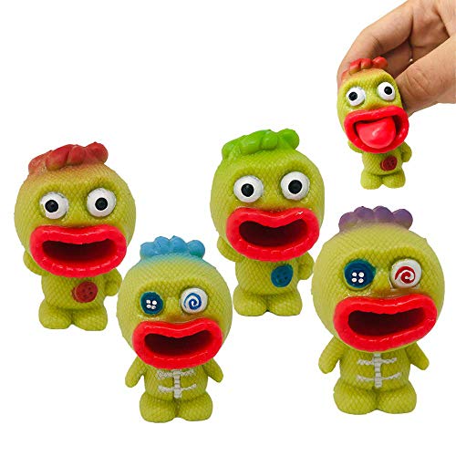 Cute Stick Out Tongue Fidget Sensory Toys 4 Pack Horror Voodoo Doll Relieve Stress Relief Toy Novelty Funny Toys Surprise Gift for Kids April Fools Halloween