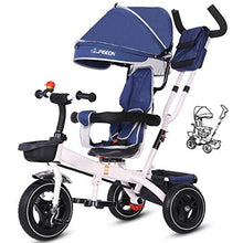 Load image into Gallery viewer, Moolo Children&#39;s Tricycle, Kids&#39; Trikes Bicycle Trolley Bicycle Awning Reversible Folding Pedal Multi-Function 1-3-6 Year Old (Color : Blue)
