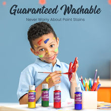 Load image into Gallery viewer, Lartique Washable Paint for Kids - 24 Colors Finger Paint, Regular, Fluorescent and Metallic Kids Paint Set, Safe Non-Toxic Tempera Paint - 2-Ounce Bottles Made in the USA
