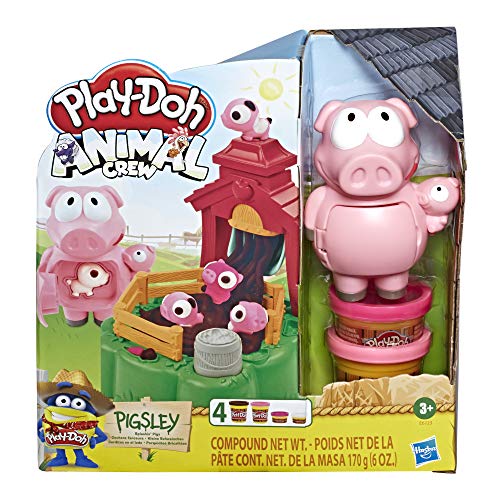 Play-Doh Animal Crew Pigsley and her Splashin' Pigs Farm Animal Playset with 4 Non-Toxic Colours