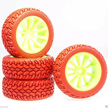Load image into Gallery viewer, 4Pcs RC 603-8019 Red Rally Tires Tyre Wheel Rim For HSP 1:10 On-Road Rally Car

