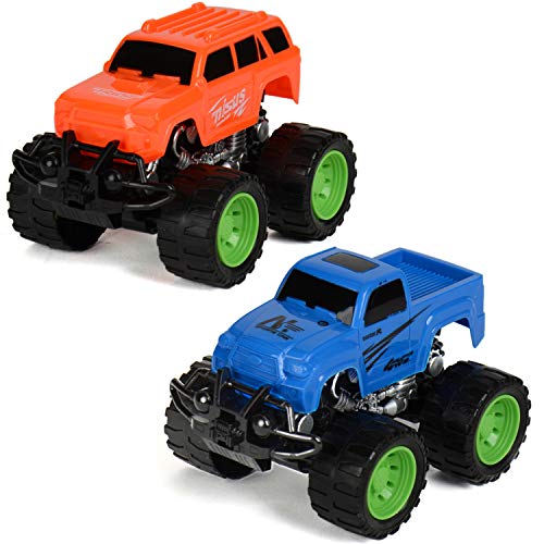 ECCRIS 2 Pack Mini Push and Go Monster Truck Jam Friction Powered Toy Car Baby Vehicle