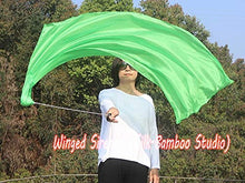 Load image into Gallery viewer, Winged Sirenny Spinning 53&quot; Silk Veil Poi Ball, Flag Scarf Poi Ribbon, Play Silk Scarf for Belly Dance, Single Piece (green)
