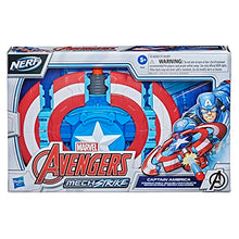 Load image into Gallery viewer, Avengers Marvel Mech Strike Captain America Strikeshot Shield Role Play Toy with 3 NERF Darts, Pull Handle to Expand, for Kids Ages 5 and Up
