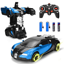 Load image into Gallery viewer, Ursulan Remote Control Transform Cars for Boys Deformed Robot Toy with 360 Speed Drifting, One Button Transformation Cars for Kid Age 6-10, Holiday Toy Xmas Gifts for Boys and Girls (Blue)
