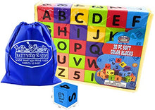 Load image into Gallery viewer, Deluxe 2&quot; EVA Foam Colorful Building Blocks (30 PCS) Featuring Abc&#39;s, Numbers &amp; Pictures with Bonus Matty&#39;s Toy Stop Storage Bag
