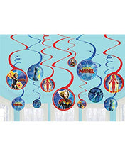 Load image into Gallery viewer, &quot;Captain Marvel&quot; Blue and Red Spiral Party Decorations, 12 Ct.
